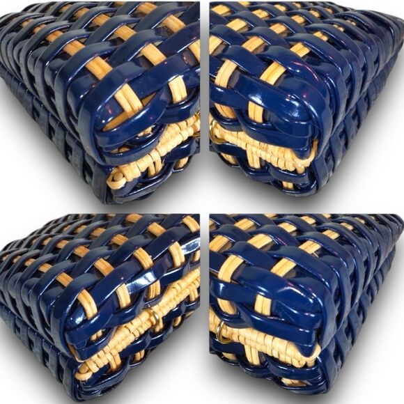 Tory Burch Woven Navy Leather Clutch - Picture 6 of 10